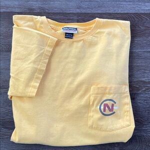Vintage Nautica Competition Short Sleeve Pocket Tee Sunny Yellow Men’s Large